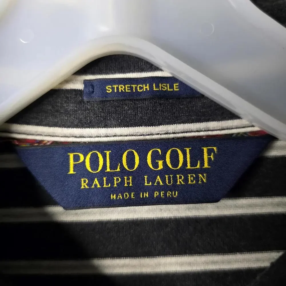 Polo Golf Ralph Lauren Stretch Lisle Shirt Mens XL Gray Striped Pima Cotton